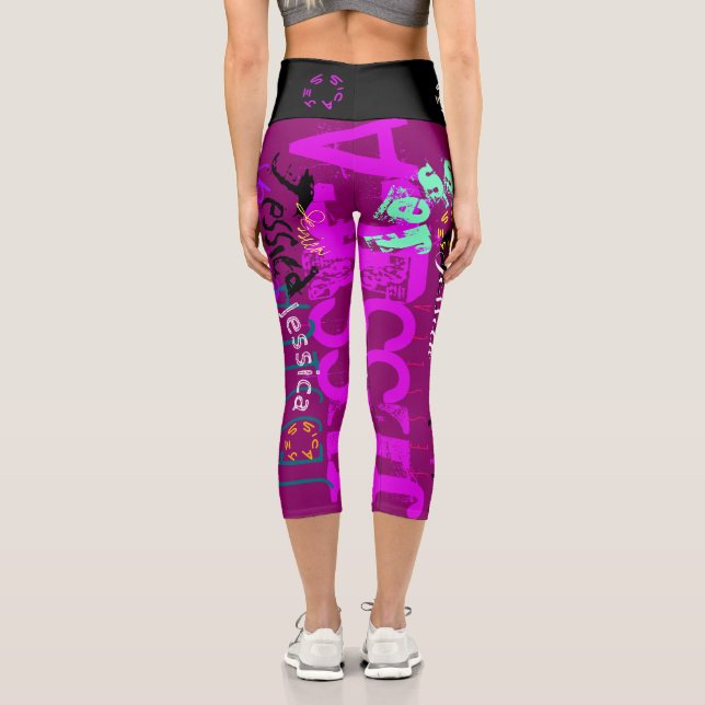 Leggings Capri Nom répétitif personnalisé pour 7 Choisir des coul (Verso)