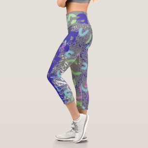 Leggings Capri Noodles Abstrait Nom répétitif 7 Lettres HWCL