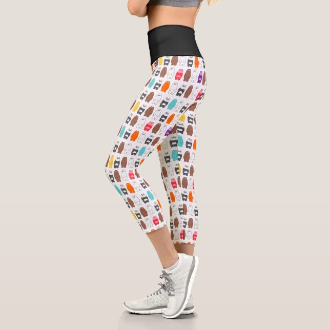 Leggings Capri Nous Ours nu Motif d'ours coloré (Gauche)
