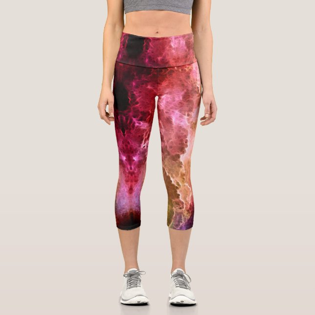 Leggings Capri Nuages de tempête fractale de Bourgogne Capri Legg (Recto)