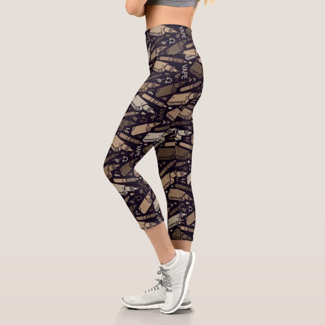 Leggings Capri Nuances amusantes du Motif de bande Brown (Gauche)