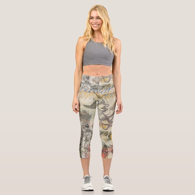 Leggings Capri Octopus Beach Antique Côte Steampunk (Recto)