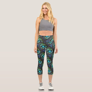 Leggings Capri Œil abstrait bleu vert