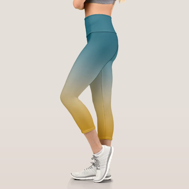 Leggings Capri Ombre Chic En Gris Turquoise Et Moutard (Gauche)