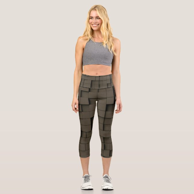 Leggings Capri Ombre foncée géométrique Abstraite (Recto)