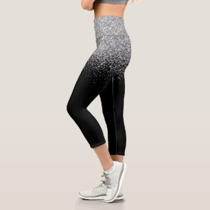 Leggings Capri Ombre Parties scintillant Fondu Argent
