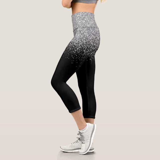 Leggings Capri Ombre Parties scintillant Fondu Argent (Gauche)