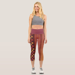 Leggings Capri Ondes Rétro et Motif Géométrique du Milieu du Sièc