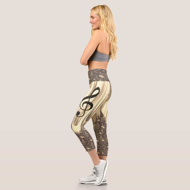 Leggings Capri Onglet de guitare de notes musicales personnalisée (Gauche)
