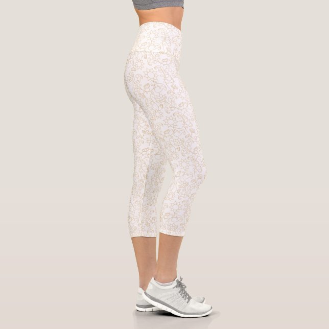 Leggings Capri Or Abstrait sur pattes blanches (Droite)