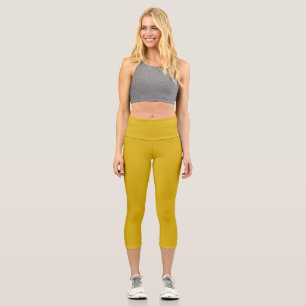 Leggings Capri Or Métallurgique uni couleur uni