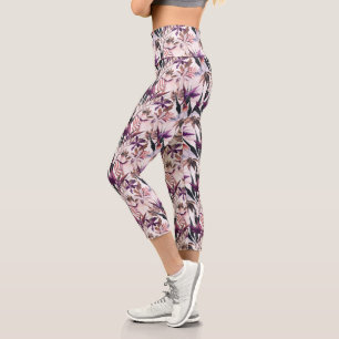 Leggings Capri Orchidées pourpres