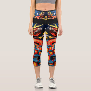 Leggings Capri Origami dragon chinois de Nouvel An mignon HWCL3