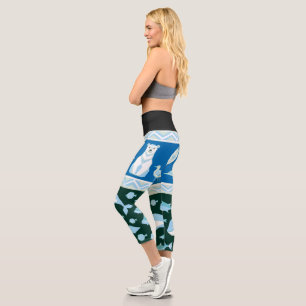 Leggings Capri Ours polaire baleines poissons mouettes motif