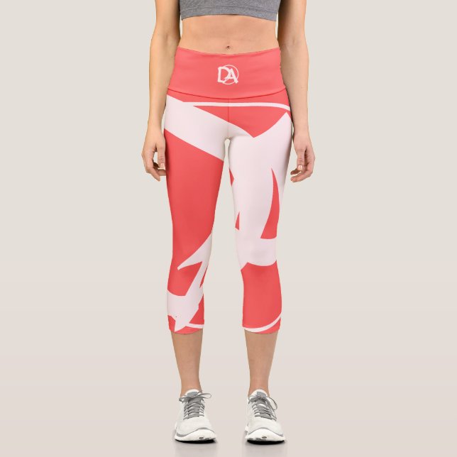Leggings Capri Oversized Initials in Rosé and Red (Recto)