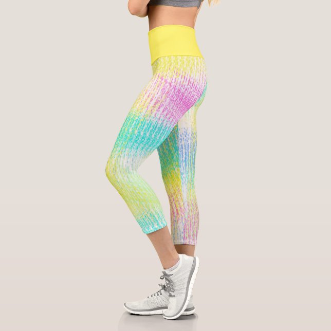 Leggings Capri Pale Pastel Turquoise Vert Bleu rose Abstrait Art (Gauche)