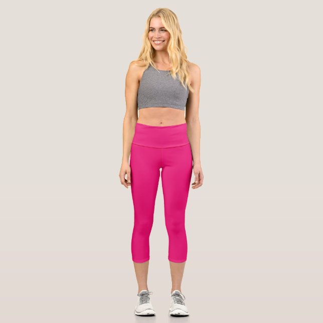 Leggings Capri Pantalon à haute taille rose chaud (Recto)