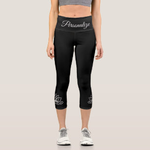 Leggings Capri Pantalon de yoga personnalisé avec logo de fleur d