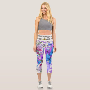 Leggings Capri Papillon coloré Imprimer Leggings-Stylish & Confor