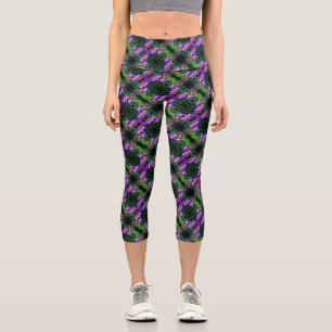Leggings Capri Papillon Lady Peint Sur Aster Flower Abstrait