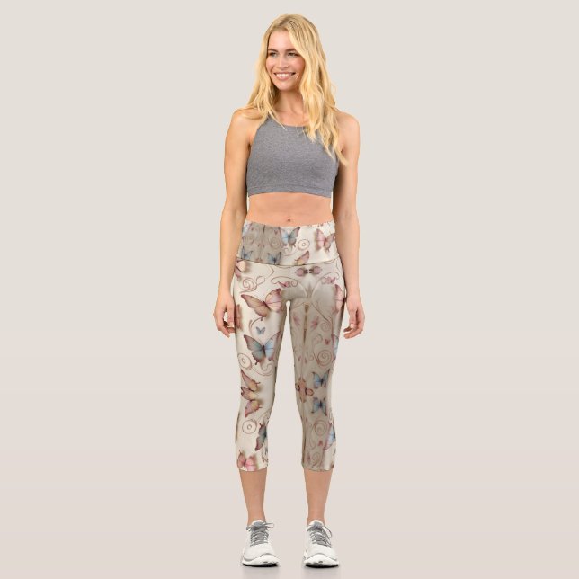 Leggings Capri Papillon romantique (Recto)