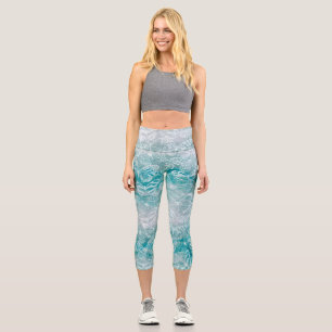 Leggings Capri Papillons en marbre vert de mer