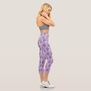Leggings Capri Papillons et fleurs de lavande
