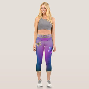 Leggings Capri Papillons & Purple Capris haut taille