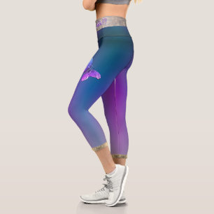 Leggings Capri Papillons & Purple Capris haut taille