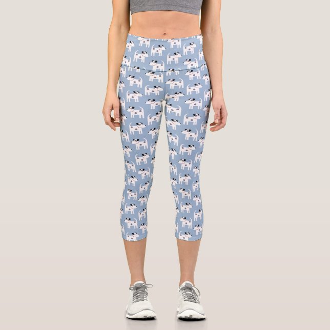 Leggings Capri Parson Jack Russell Terrier Chien Motif bleu (Recto)