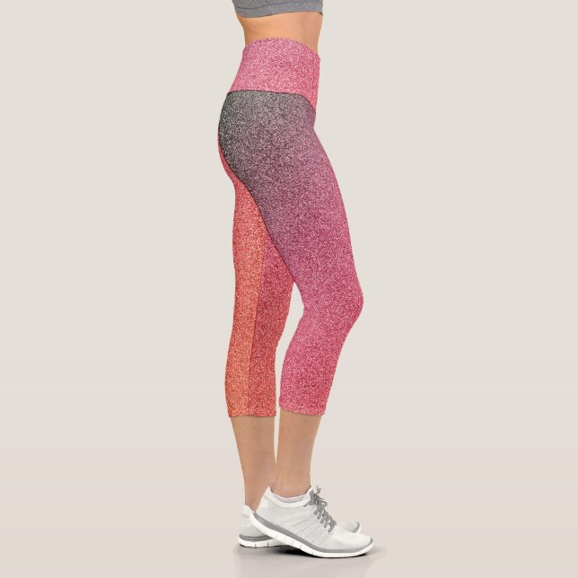 Leggings Capri Parties scintillant de dégradé rose foncé-orange C (Droite)