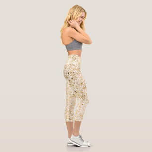 Leggings Capri Parties scintillant d'or Faux