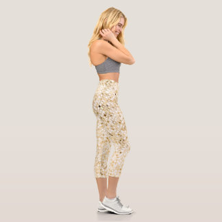 Leggings Capri Parties scintillant d'or Faux
