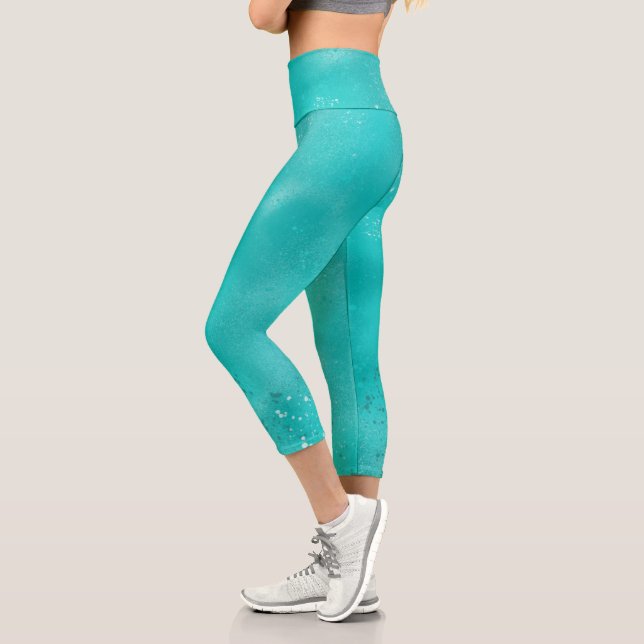 Leggings Capri Parties scintillant Dressy Turquoise Faux et étinc (Gauche)