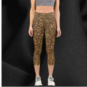 Leggings Capri Parties scintillant en bronze étincelant