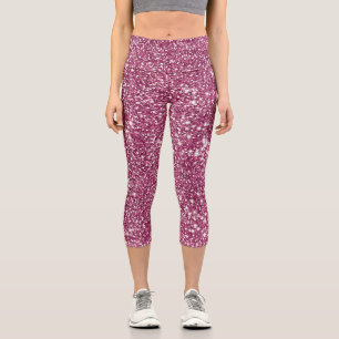 Leggings Capri Parties scintillant rose Faux Texture
