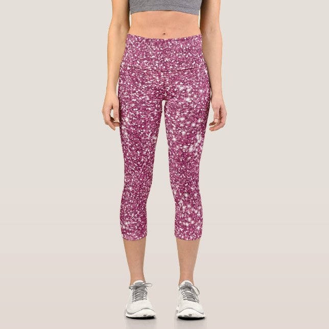 Leggings Capri Parties scintillant rose Faux Texture (Recto)