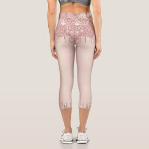 Leggings Capri Parties scintillant rose Gold Blush Étincelle Dans
