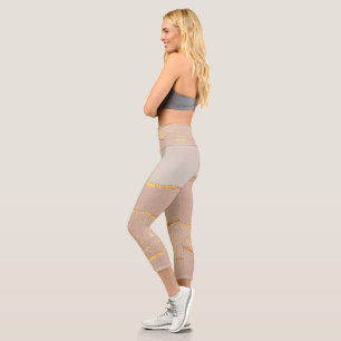 Leggings Capri Parties scintillant Rose Gold de luxe