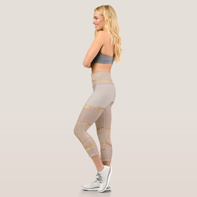 Leggings Capri Parties scintillant Rose Gold de luxe (Gauche)