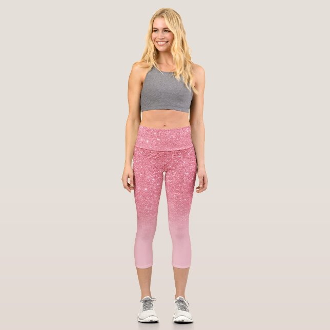 Leggings Capri Parties scintillant rose moderne ombre brillant (Recto)