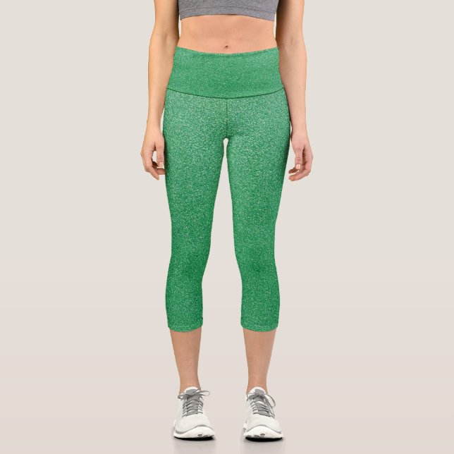 Leggings Capri Parties scintillant verte, Étincelle, Arrière - pl (Recto)