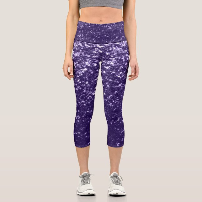 Leggings Capri Parties scintillant violet foncé ultra violet scin (Recto)