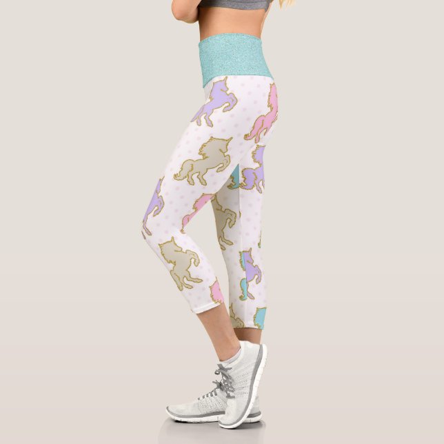 Leggings Capri Pastel Unicorns Gold Parties scintillant Bande de  (Gauche)