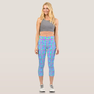 Leggings Capri Patchwork africain psychédélique : Vert Lilac Bleu