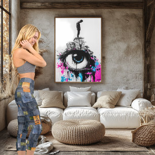 Leggings Capri Patchwork Denim, bleu orange & vert, texte personn