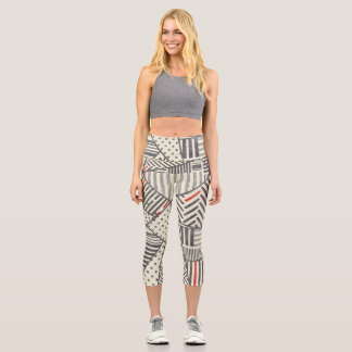 Leggings Capri Patchwork rétro : Conception géométrique Abstraite