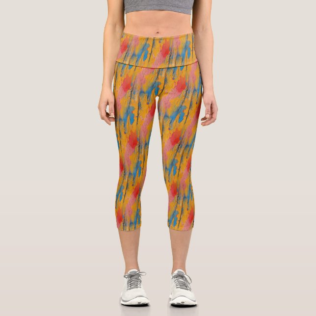 Leggings Capri Peinture colorée (Recto)