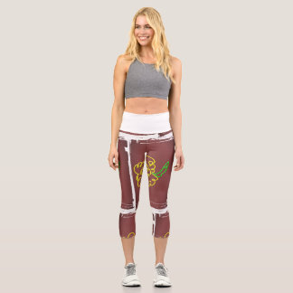 Leggings Capri peinture de fleur capri