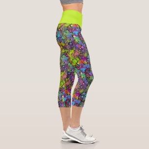 Leggings Capri Peinture Main Spirales Points Colorés 1